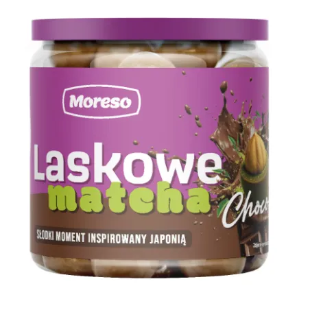 MORESO ORZECHY LASKOWE W MLECZNEJ CZEKOLADZIE Z POSYPKĄ MATCHA 130g