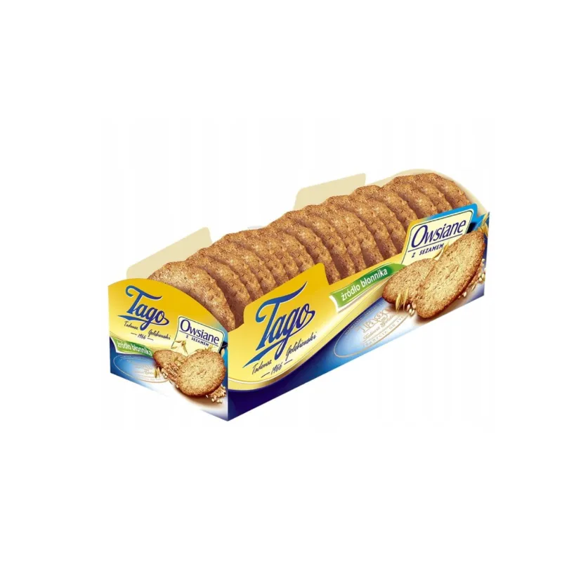 TAGO CIASTKA OWSIANE Z SEZAMEM I BŁONNIKIEM 185g