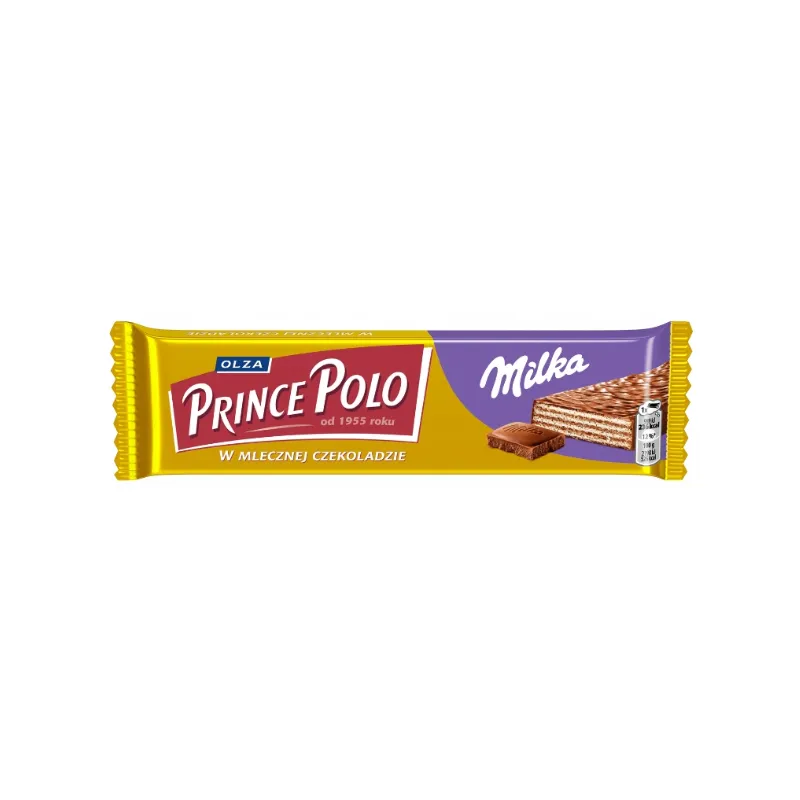 PRINCE POLO KRUCHY WAFELEK W MLECZNEJ CZEKOLADZIE MILKA 45 g PRINCE POLO KRUCHY WAFELEK W MLECZNEJ CZEKOLADZIE MILKA 45 g