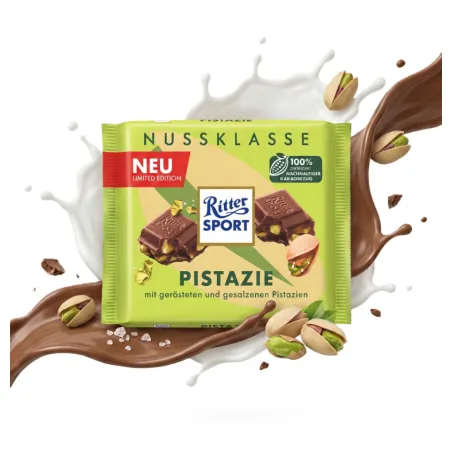 RITTER SPORT CZEKOLADA MLECZNA Z SOLONYMI PISTACJAMI 100g