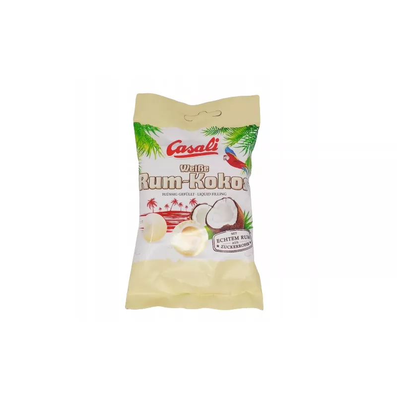 DRAŻE CASALI W BIAŁEJ CZEKOLADZIE RUM-KOKOS 100G