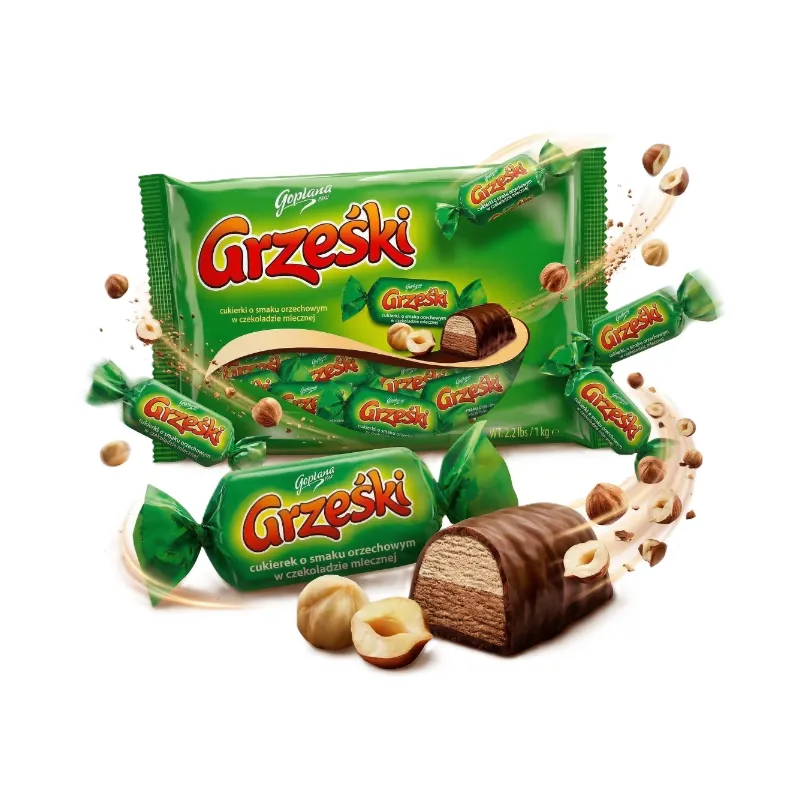 GRZEŚKI CUKERKI ORZECHOWE W CZEKOLADZIE MLECZNEJ 1KG GOPLANA