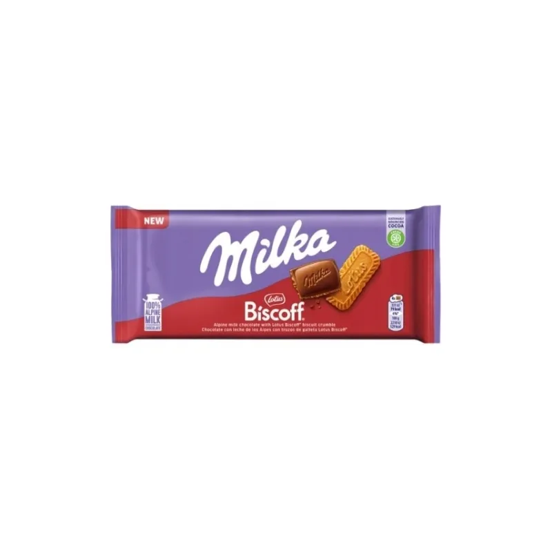 MILKA BISCOFF CZEKOLADA Z HERBATNIKAMI BISCOFF 90g MILKA BISCOFF CZEKOLADA Z HERBATNIKAMI BISCOFF 90g