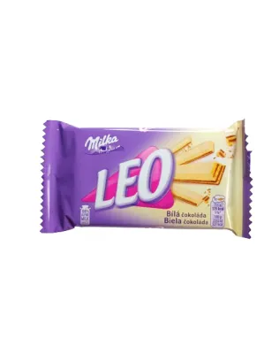 MILKA LEO WHITE 33,3g WAFELEK PRZEKŁADANY KREMEM W BIAŁEJ CZEKOLADZIE