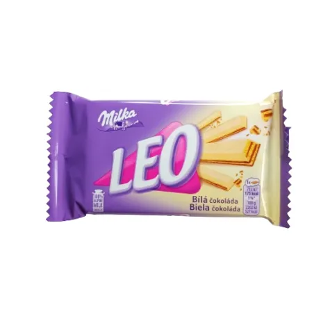 MILKA LEO WHITE 33,3g WAFELEK PRZEKŁADANY KREMEM W BIAŁEJ CZEKOLADZIE