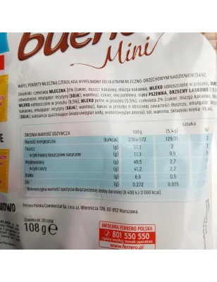 KINDER BUENO MINI WAFELKI MLECZNO-ORZECHOWE 108g FERRERO