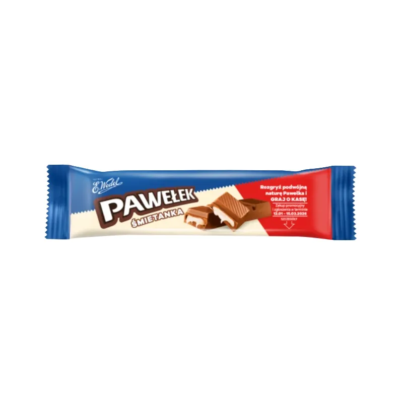 PAWEŁEK ŚMIETANKOWY 45g E.WEDEL BATONIK W MLECZNEJ CZEKOLADZIE