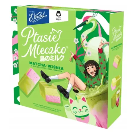 PTASIE MLECZKO WEDEL MATCHA WIŚNIA MISS IT W BIAŁEJ CZEKOLADZIE 340g