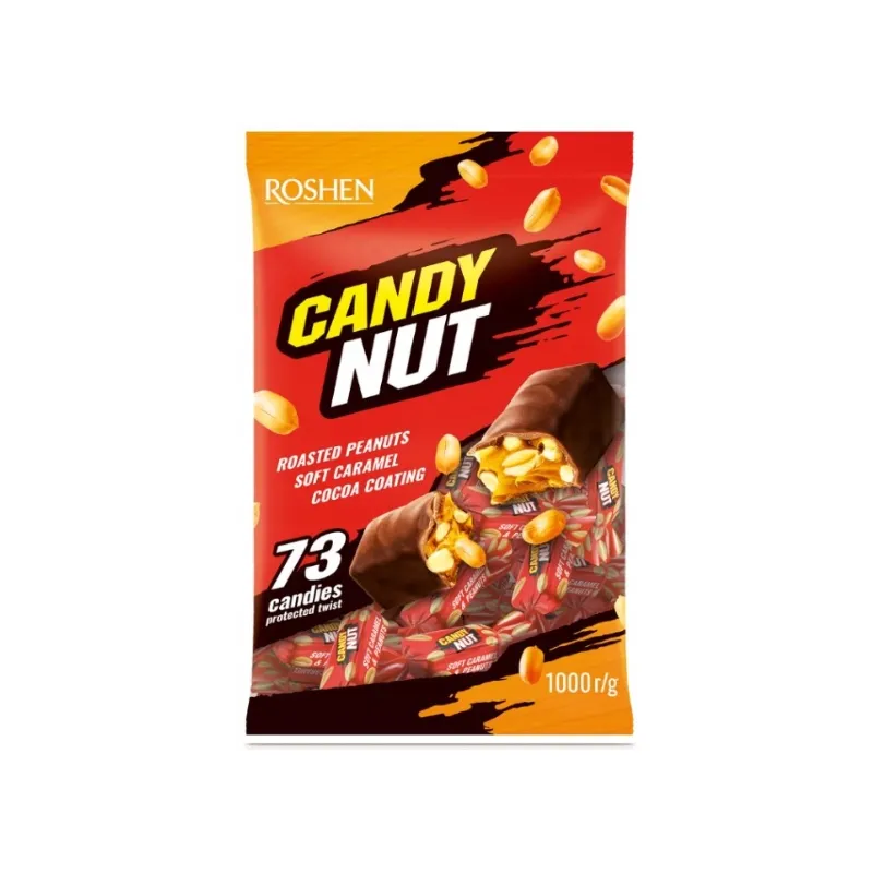 ROSHEN CANDY NUT CUKIERKI KARMELOWE Z ORZESZKAMI W POLEWIE KAKOWEJ 1kg