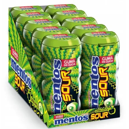 MENTOS SOUR GREENAPPLE GUMA DO ŻUCIA BEZ CUKRU 30g