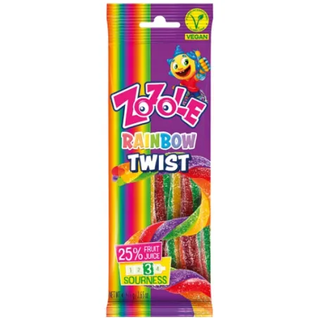 ZOZOLE ŻELKI RAINBOW TWIST KWAŚNE 75g VEGAN