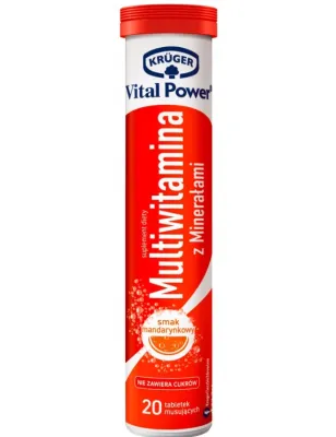 KRUGER MULTIWITAMINA Z MINERAŁWAMI MANDARYNKOWY SMAK 90g BEZ CUKRU