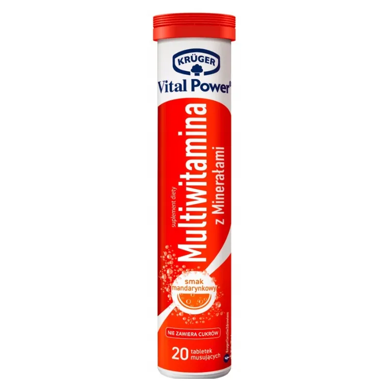 KRUGER MULTIWITAMINA Z MINERAŁWAMI MANDARYNKOWY SMAK 90g BEZ CUKRU