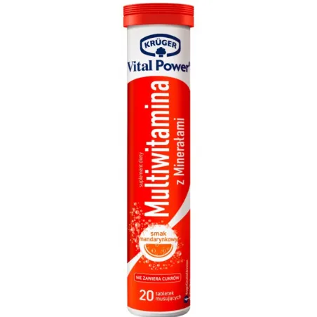 KRUGER MULTIWITAMINA Z MINERAŁWAMI MANDARYNKOWY SMAK 90g BEZ CUKRU