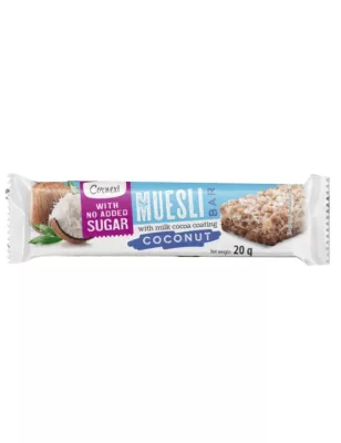 CORNEXI BATON MUSLI KOKOSOWY W POLEWIE MLECZNO-KAKAOWEJ BEZ CUKRU 20g