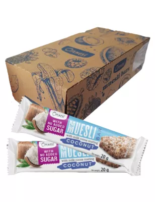CORNEXI BATON MUSLI KOKOSOWY W POLEWIE MLECZNO-KAKAOWEJ BEZ CUKRU 20g
