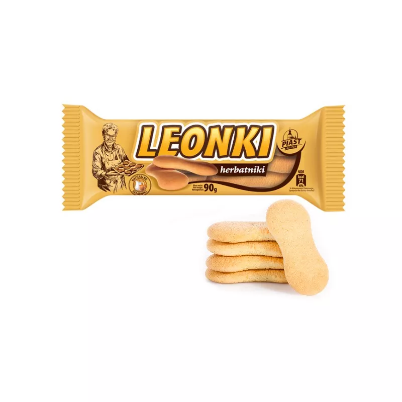 PIAST LEONKI PODŁUŻNE HERBATNIKI Z NATURALNYCH SKŁADNIKÓW 90g PIAST LEONKI PODŁUŻNE HERBATNIKI Z NATURALNYCH SKŁADNIKÓW 90g