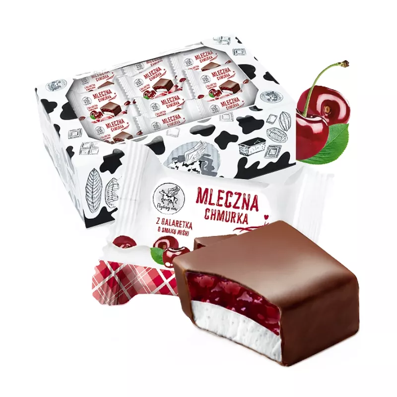 MLECZNA CHMURKA Z GALARETKĄ WIŚNIOWĄ 1kg  FLYING COW