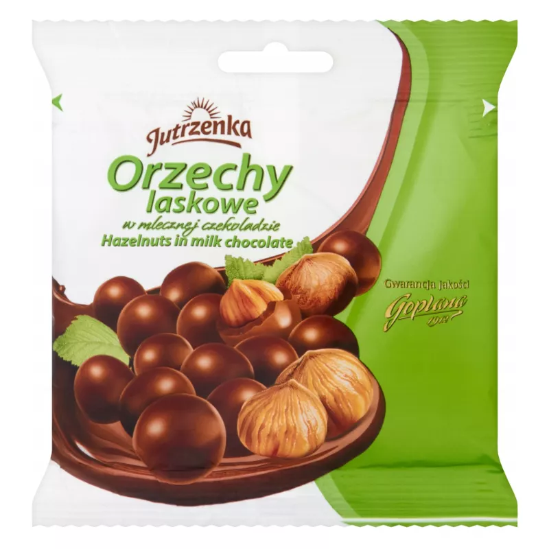 JUTRZENKA ORZECHY LASKOWE W CZEKOLADZIE MLECZNEJ 80g
