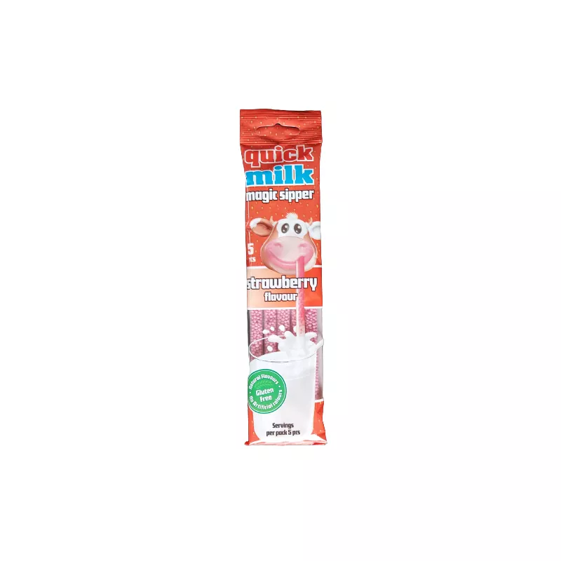 QUICK MILK SŁOMKI DO MLEKA TRUSKAWKA 30g