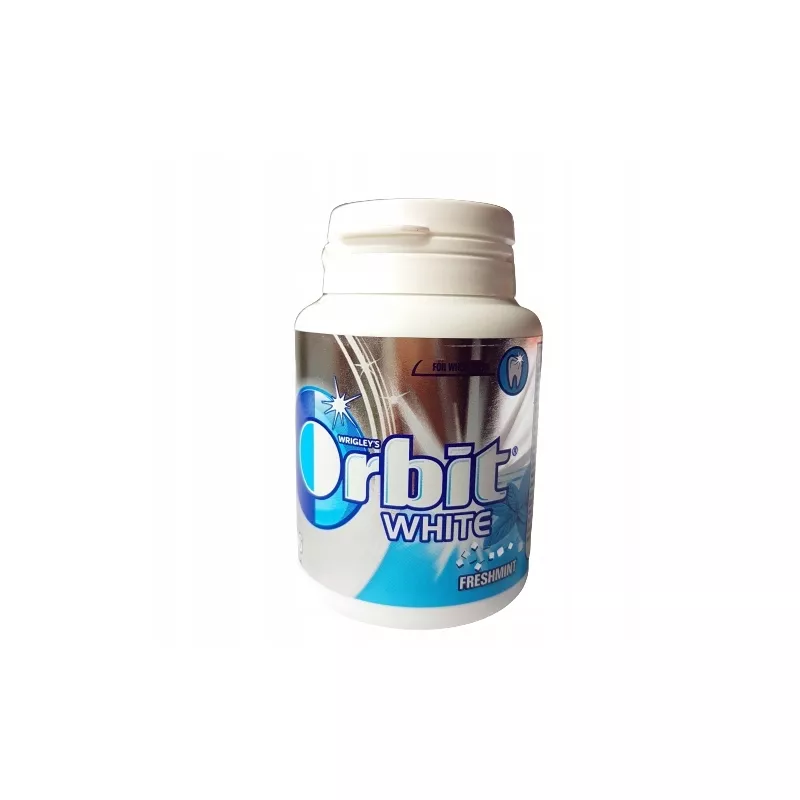 ORBIT WHITE FRESHMINT GUMA W BUTELCE 46 DRAŻETEK 64g BEZ CUKRU