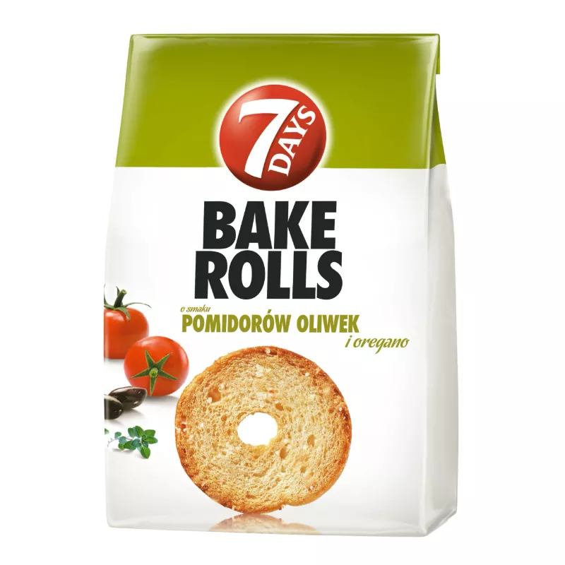 7DAYS BAKE ROLLS POMIDOR OLIWKI OREGANO CHRUPKI CHLEBOWE 150g 7DAYS BAKE ROLLS POMIDOR OLIWKI OREGANO CHRUPKI CHLEBOWE 150g