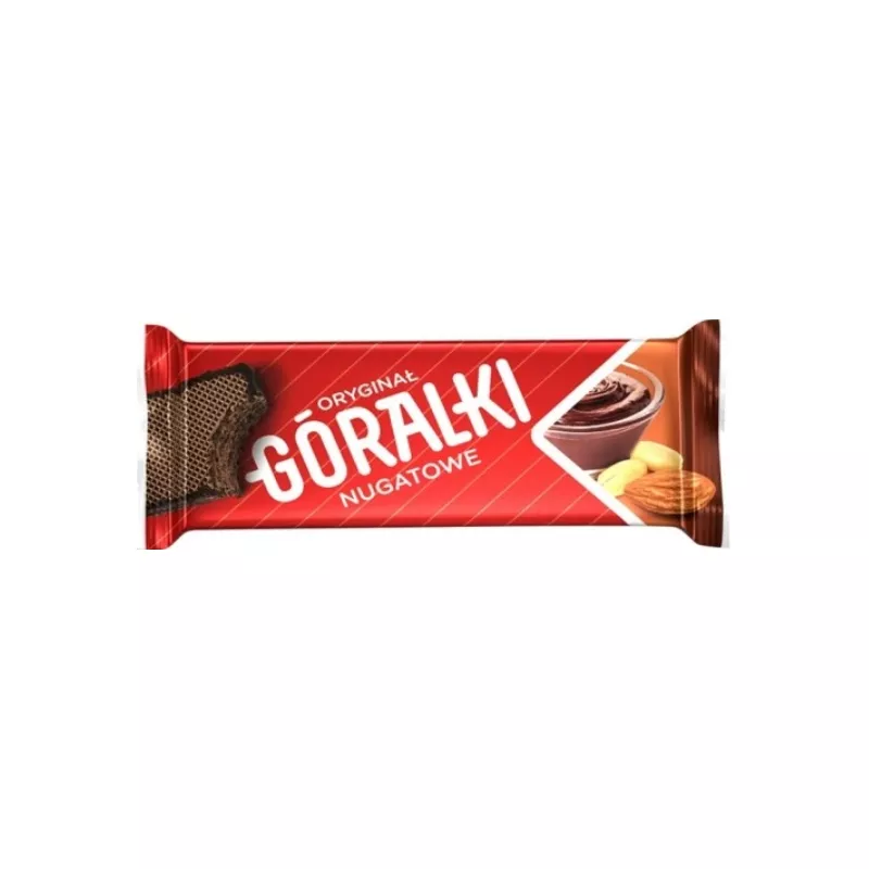 GÓRALKI NUGATOWE WAFELKI W OBWODOWEJ POLEWIE KAKAOWEJ 45g