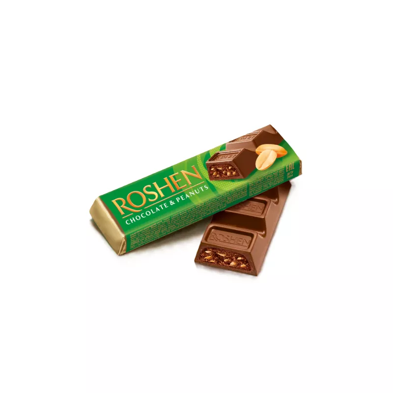 ROSHEN BATON MILK CHOCOLATE CRISPS & PEANUTS Z NADZ. ARACHIDOWYM 38g