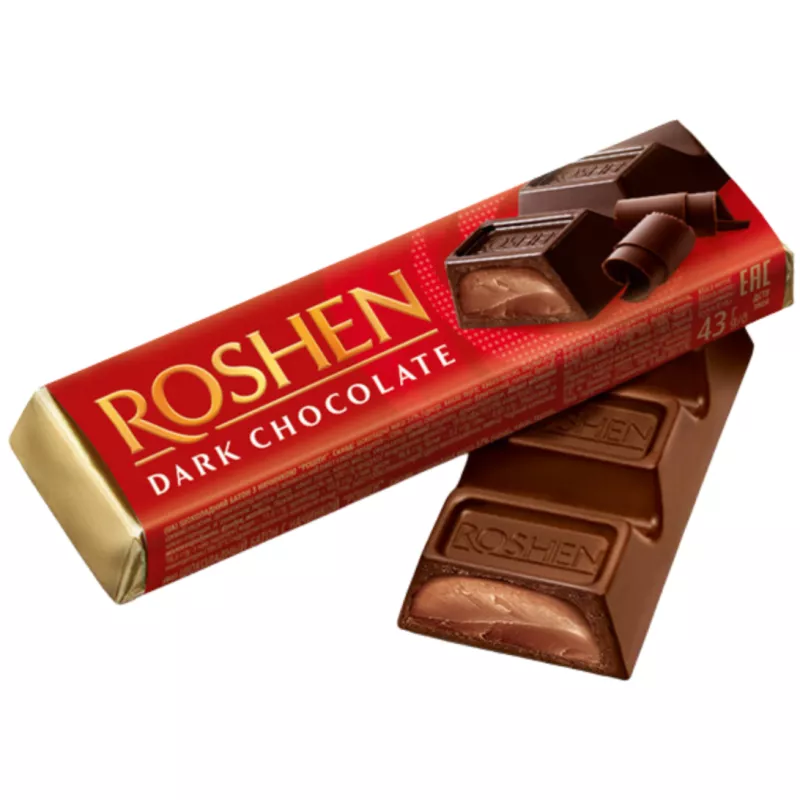 ROSHEN BATON CZEKOLADOWY Z NADZIENIEM DARK CHOCOLATE WITH COCOA FONDANT 43g ROSHEN BATON CZEKOLADOWY Z NADZIENIEM DARK CHOCOLATE WITH COCOA FONDANT 43g