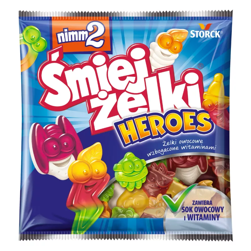 ŻELKI OWOCOWE NIMM2 ŚMIEJŻELKI HEROES 90g Słodycze dla Dzieci z Witaminami