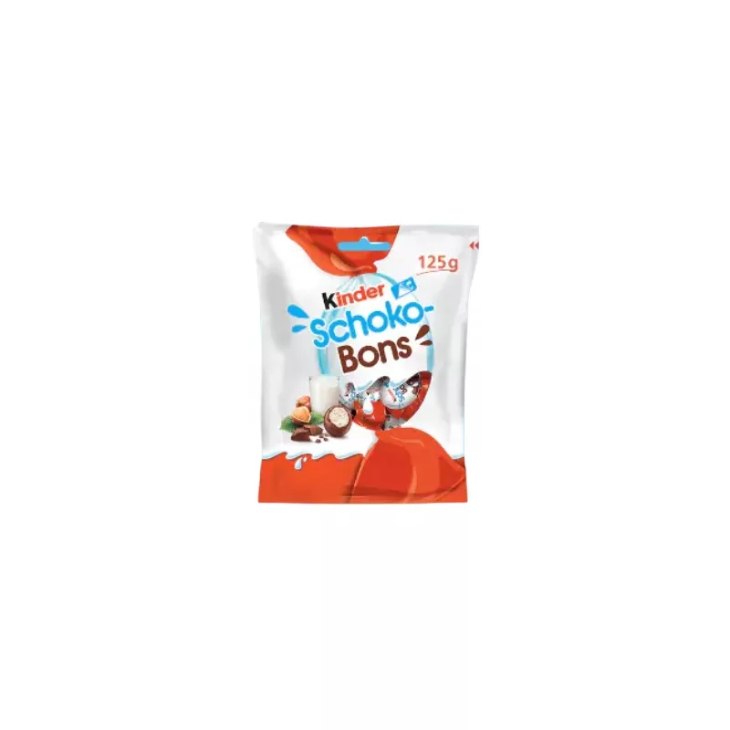 KINDER SCHOKO BONS CUKIERKI CZEKOLADOWE Z MLECZNYM KREMEM i ORZECHAMI 25g KINDER SCHOKO BONS CUKIERKI CZEKOLADOWE Z MLECZNYM KREMEM i ORZECHAMI 25g