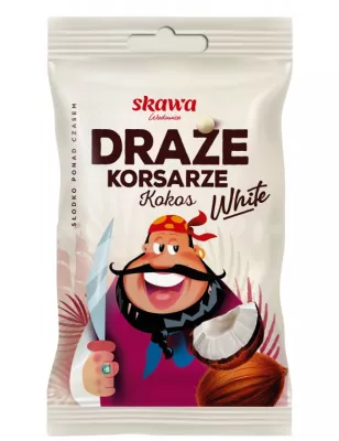 SKAWA DRAŻE KORSARZE WHITE  O SMAKU KOKOSOWYM 70 g