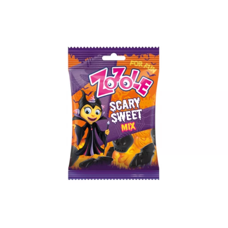 ZOZOLE SCARY SWEET MIX ŻELKI O SMAKU POMARAŃCZY I CZERWONEJ PORZECZKI NA HALLOWEEN 75G