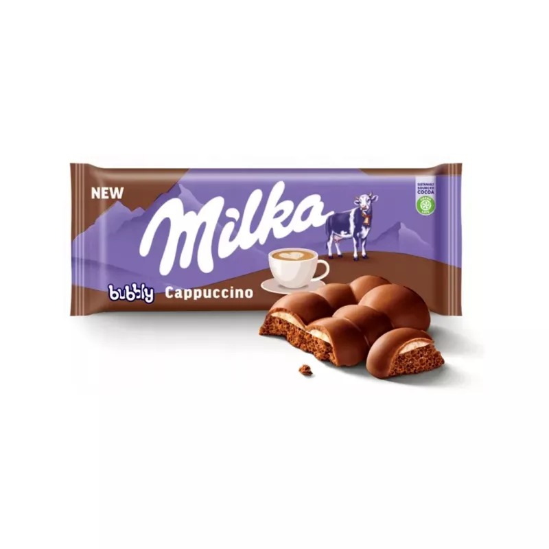 MILKA BUBBLY CAPPUCCINO MLECZNA CZEKOLADA NAPOWIETRZONA 97g