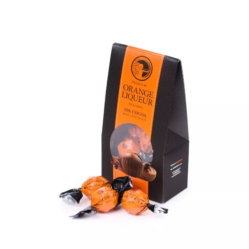 PRALINY Z LIKIEREM POMARANCZOWYM PREMIUM 120 g ŁUCZNICZKA 33% COCOA PRALINY Z LIKIEREM POMARANCZOWYM PREMIUM 120 g ŁUCZNICZKA 33% COCOA
