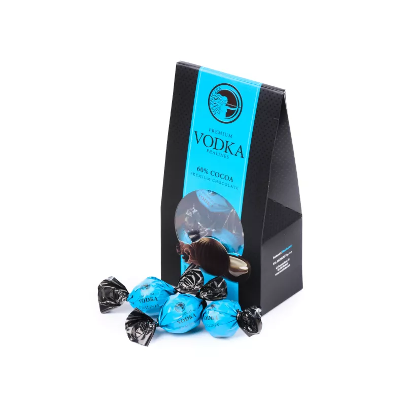 PRALINY Z WÓDKĄ PREMIUM 120 g ŁUCZNICZKA 60% COCOA PRALINY Z WÓDKĄ PREMIUM 120 g ŁUCZNICZKA 60% COCOA