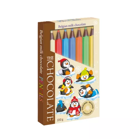 CHOCOLATE PENCILS PINGWINY KREDKI Z BELGIJSKIEJ CZEKOLADY 100g