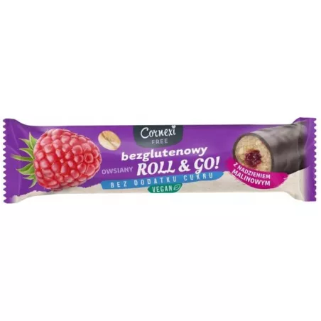 CORNEXI OWSIANY Z NADZIENIEM MALINOWYM BEZ CUKRU BEZ GLUTENU VEGAN 30g