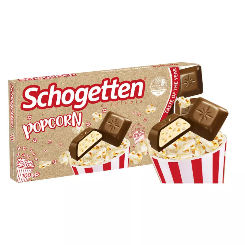 SCHOGETTEN POPCORN 100g CZEKOLADA Z KAWAŁKAMI POPKORNU DATA: 2026.01.30