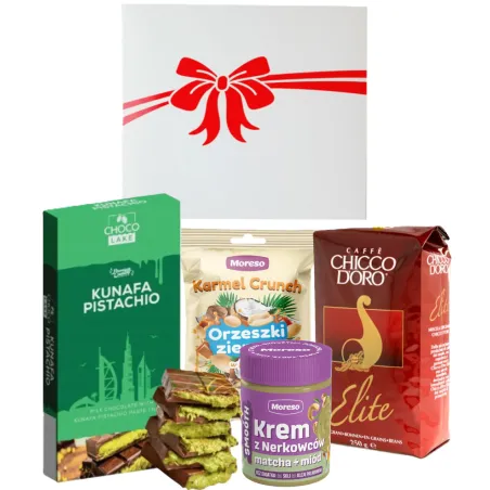 ZESTAW PREZENTOWY DUBAJSKA CZEKOLADA, KREM MATCH +MIÓD, KAWA NA ŚWIĘTA